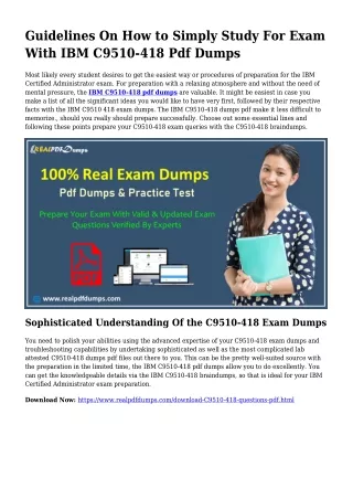 Precious Planning By the Enable Of C9510-418 Dumps Pdf