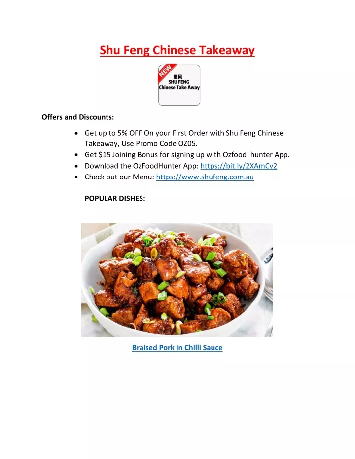 shu feng chinese takeaway