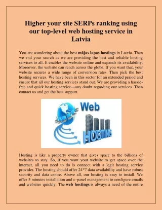 Higher your site SERPs ranking using our top-level web hosting service in Latvia