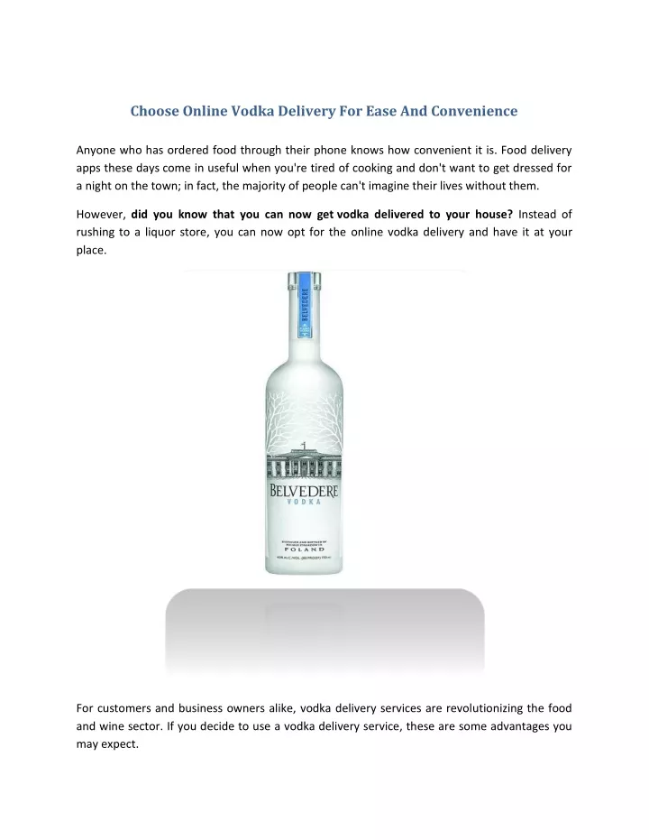 choose online vodka delivery for ease