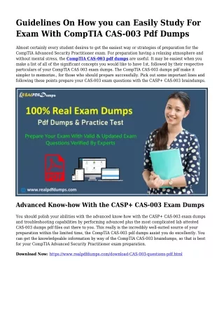 Polish Your Skills Along with the Support Of CAS-003 Pdf Dumps