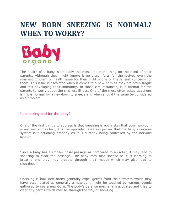 new born sneezing is normal when to worry