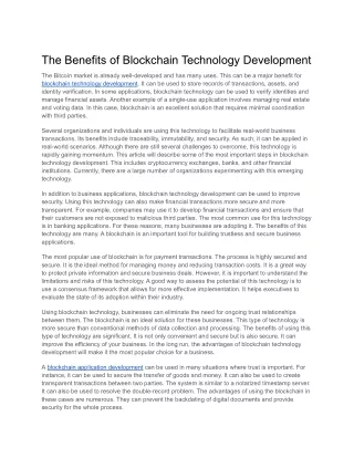 the benefits of blockchain technology development