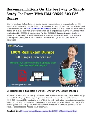 C9560-503 Pdf Dumps The Reasonable Planning Resource