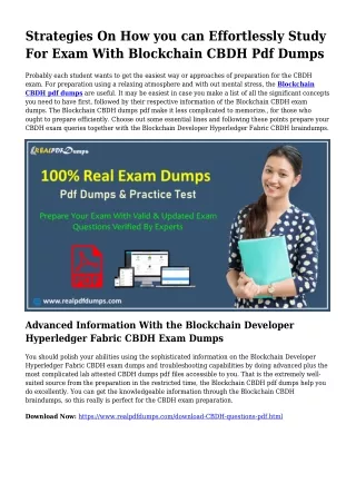Viable Your Preparation As a result of CBDH Pdf Dumps