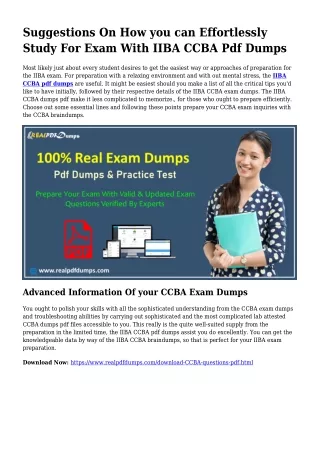 CCBA PDF Dumps To Take care of Preparing Problems