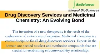 Why Drug Discovery Chemistry Services Play an Important Role