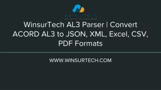 WinsurTech AL3 Parser _ Convert ACORD AL3 to JSON, XML, Excel, CSV, PDF Formats