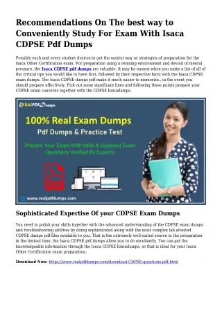 Important Planning From the Assistance Of CDPSE Dumps Pdf