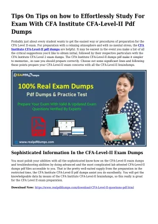 Polish Your Skills Along with the Assistance Of CFA-Level-II Pdf Dumps