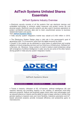 AdTech Systems Unlisted Shares
