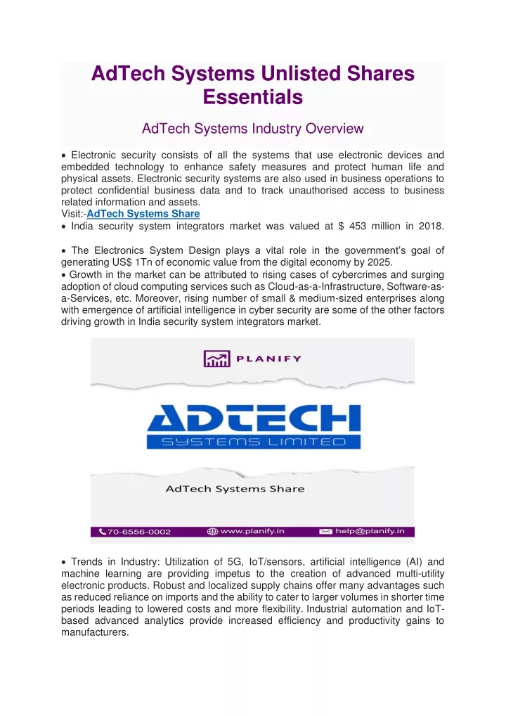 adtech systems unlisted shares essentials