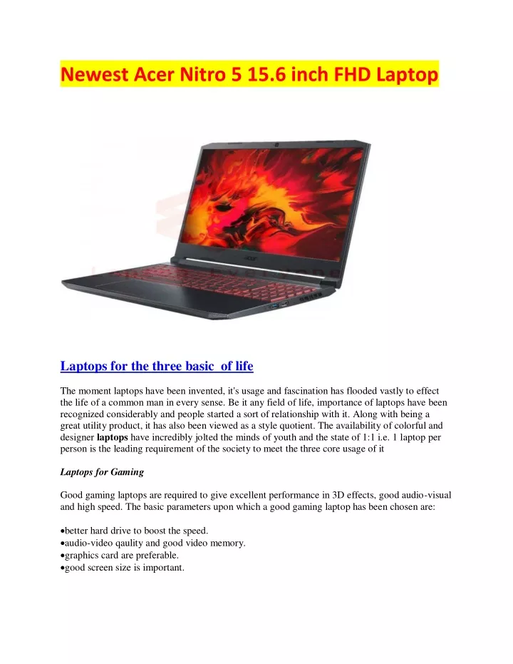 newest acer nitro 5 15 6 inch fhd laptop