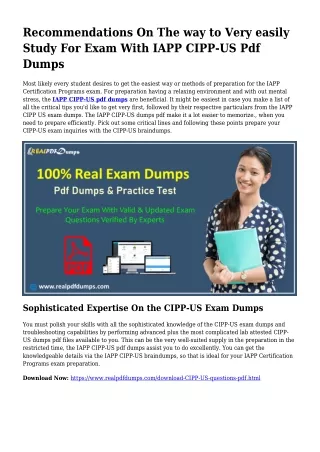 Beneficial Preparation Because of the Enable Of CIPP-US Dumps Pdf