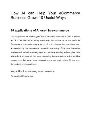How AI can Help Your eCommerce Business Grow_ 10 Useful Ways
