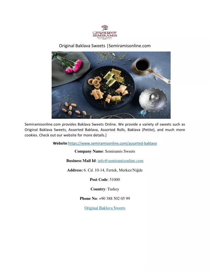 original baklava sweets semiramisonline com