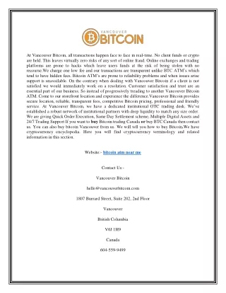 at vancouver bitcoin all transactions happen face