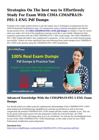 Sustainable CIMAPRA19-F01-1-ENG Dumps Pdf For Amazing Outcome