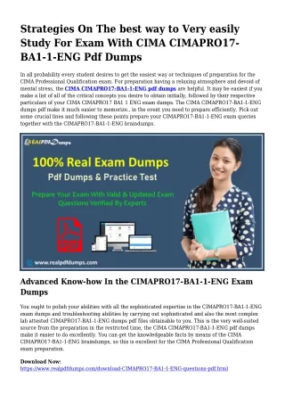 CIMAPRO17-BA1-1-ENG Pdf Dumps The Rational Planning Source