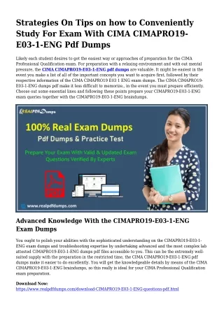 Practical Your Planning Via CIMAPRO19-E03-1-ENG Pdf Dumps