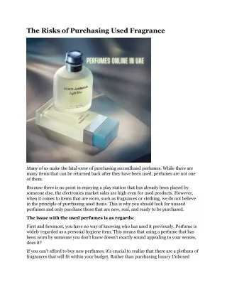 the risks of purchasing used fragrance