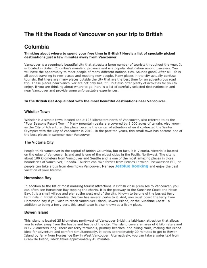 the hit the roads of vancouver on your trip