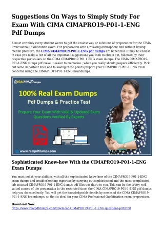 Sustainable CIMAPRO19-P01-1-ENG Dumps Pdf For Wonderful Result