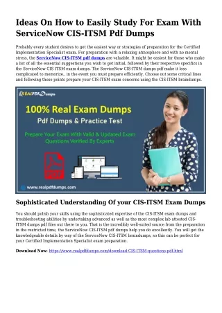Useful Planning With the Support Of CIS-ITSM Dumps Pdf