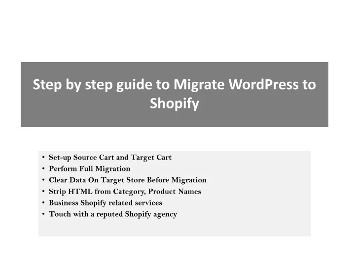 step by step guide to migrate wordpress to shopify