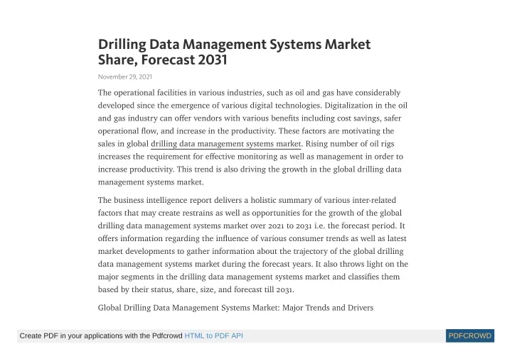 drilling data management systems market share