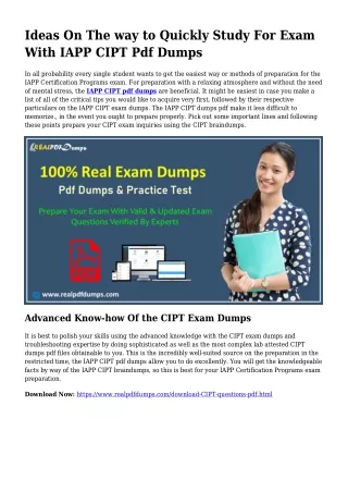 Viable Your Preparing By means of CIPT Pdf Dumps