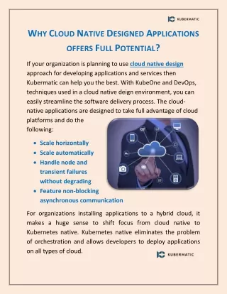Why Cloud Native Designed Applications offers Full Potential