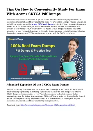 Polish Your Capabilities Together with the Help Of CKYCA Pdf Dumps