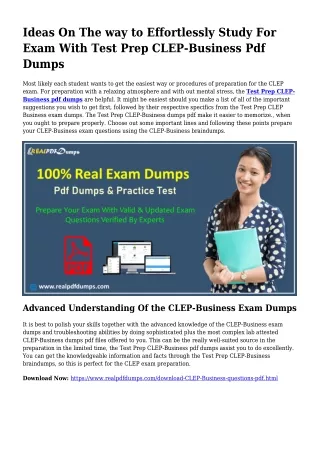 Sustainable CLEP-Business Dumps Pdf For Remarkable Final result