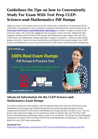Sustainable CLEP-Science-and-Mathematics Dumps Pdf For Amazing Consequence