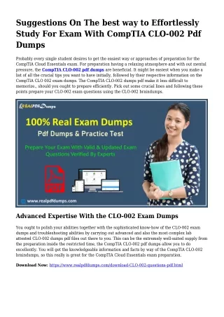 Sustainable CLO-002 Dumps Pdf For Remarkable Result