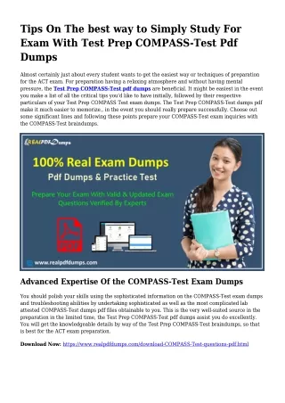 COMPASS-Test PDF Dumps To Solve Planning Difficulties