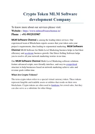 crypto token mlm software development company