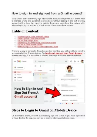 How to sign in and sign out from a Gmail account
