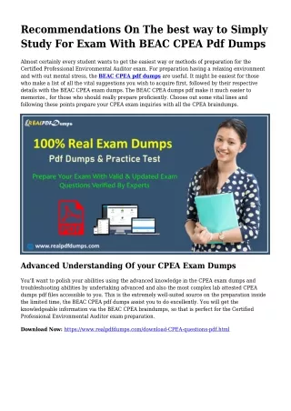 Polish Your Expertise Using the Assistance Of CPEA Pdf Dumps