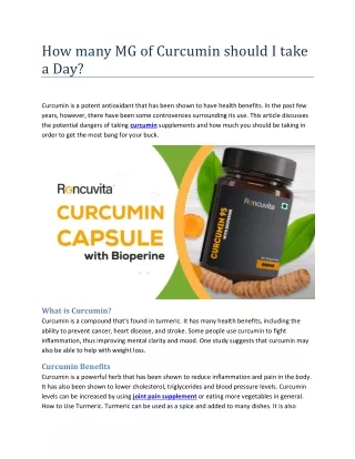 how many mg of curcumin should i take a day