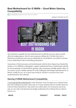 pccustombuilder.com-Best Motherboard for i5 8600k  Good Mobo Gaming Compatibility