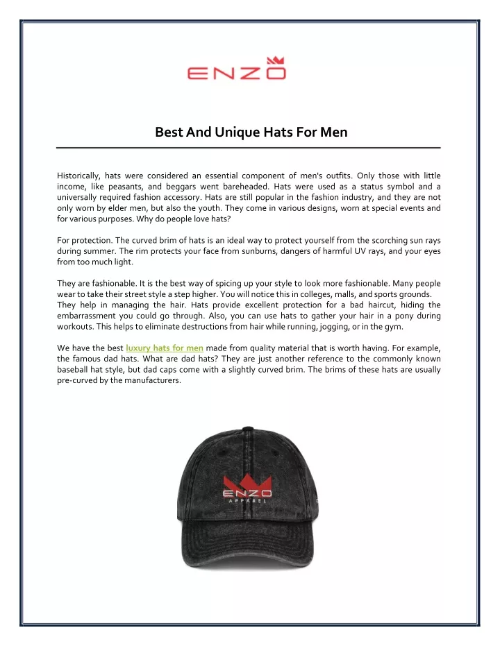 best and unique hats for men