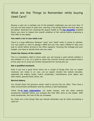 what are the things to remember while buying used