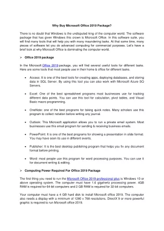 why buy microsoft office 2019 package