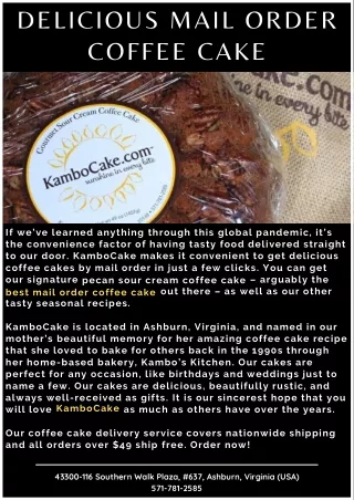 Delicious Mail Order Coffee Cake