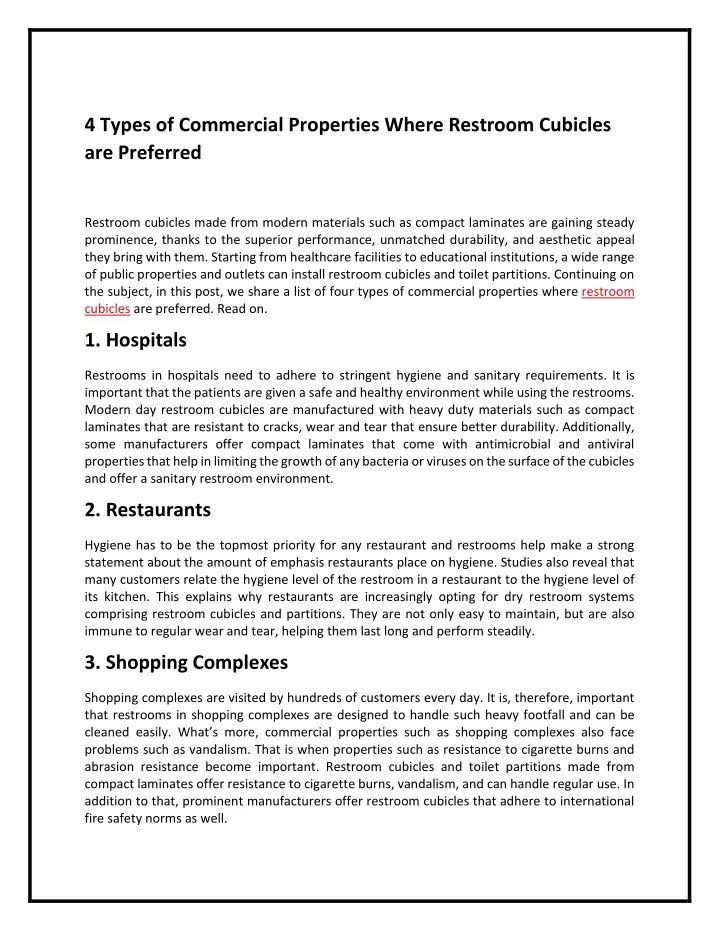 4 types of commercial properties where restroom