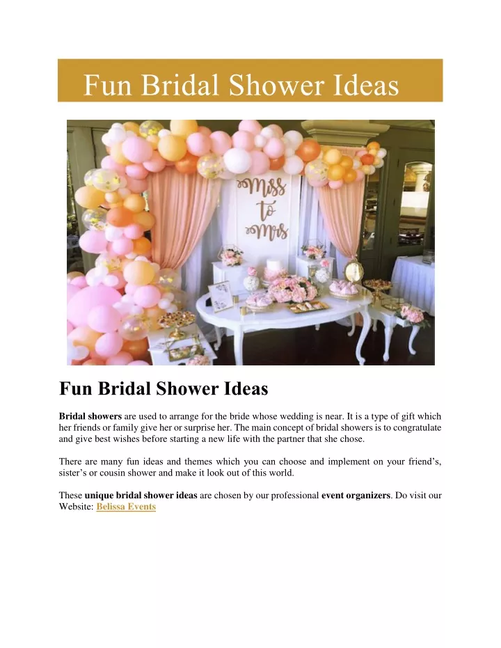 fun bridal shower ideas