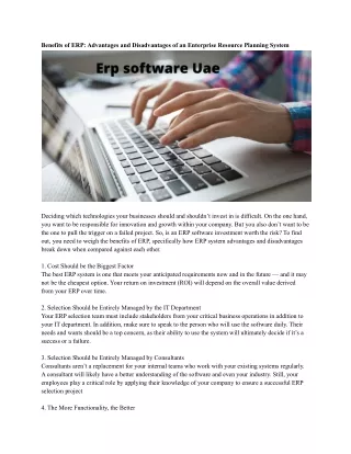 benefits of erp advantages and disadvantages