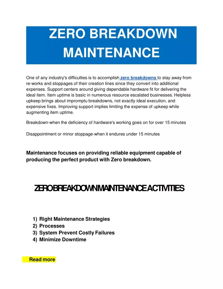 zero breakdown maintenance